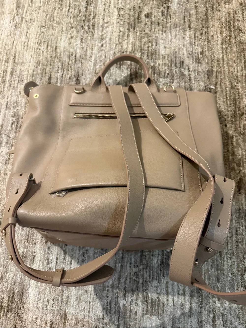 Mina Baie Harper Leather Backpack in Desert